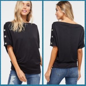 Black dolman top with boat neck pack of 4